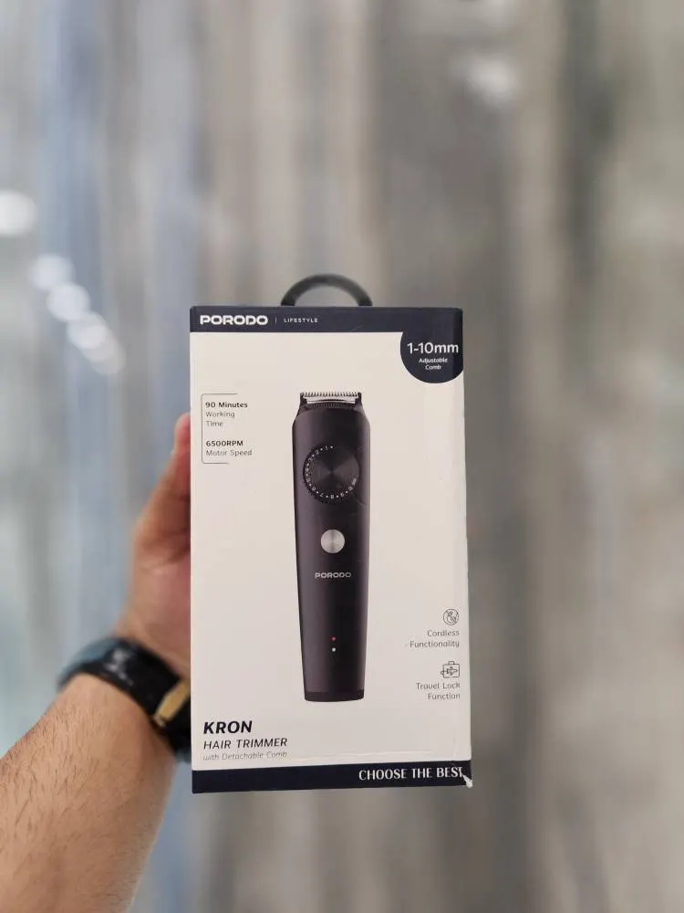 ⚡️ ماشین اصلاح شارژی پرودو Porodo Lifestyle Kron | ⏱️ تا 180 دقیقه کارکرد | 🔋 شارژ سریع | 🎯 سر قابل تنظیم | 💈 مناسب اصلاح مو و ریش